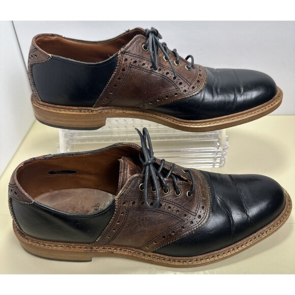 Allen Edmonds FINCH Men's Sz 9 Brown and Black Leather Lace Up Saddle Shoes - Picture 1 of 9